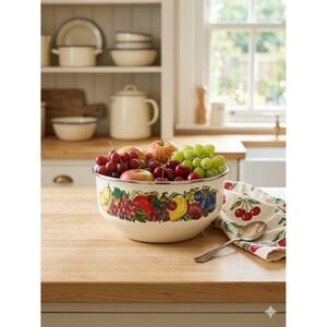Metro Enamelware Fruit Harvest Mixing Bowl Vintage Enamel Pot Made in Thailand